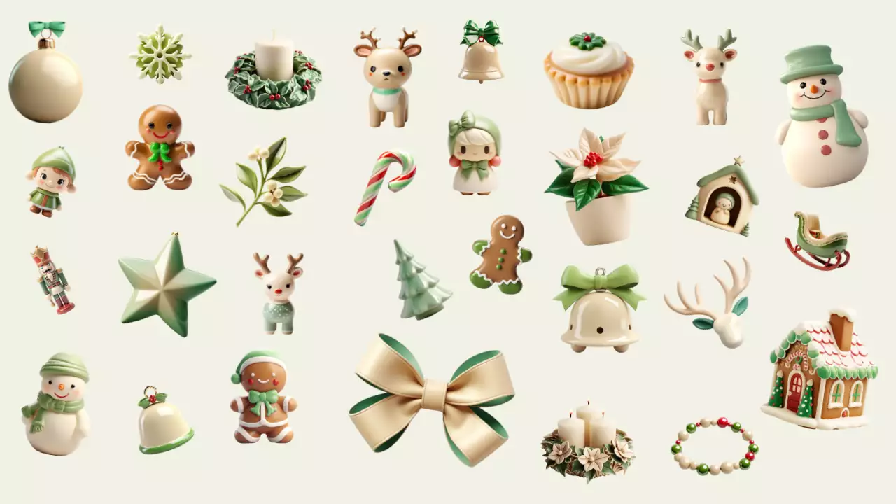 Versier met pastelkleurig kerstkeramiek