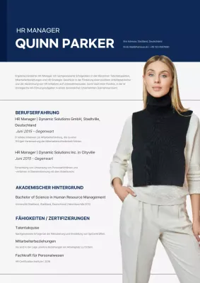 Eine einfache blau-weiße Lebenslaufbeschreibung