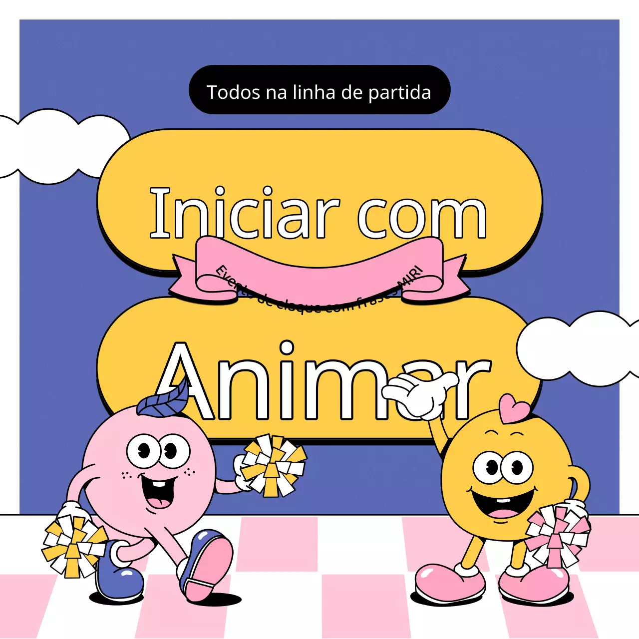 Promover um evento de animação kitsch roxo e cor-de-rosa