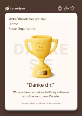 Minimalistische Preisbekanntgabe in Gelb und Braun