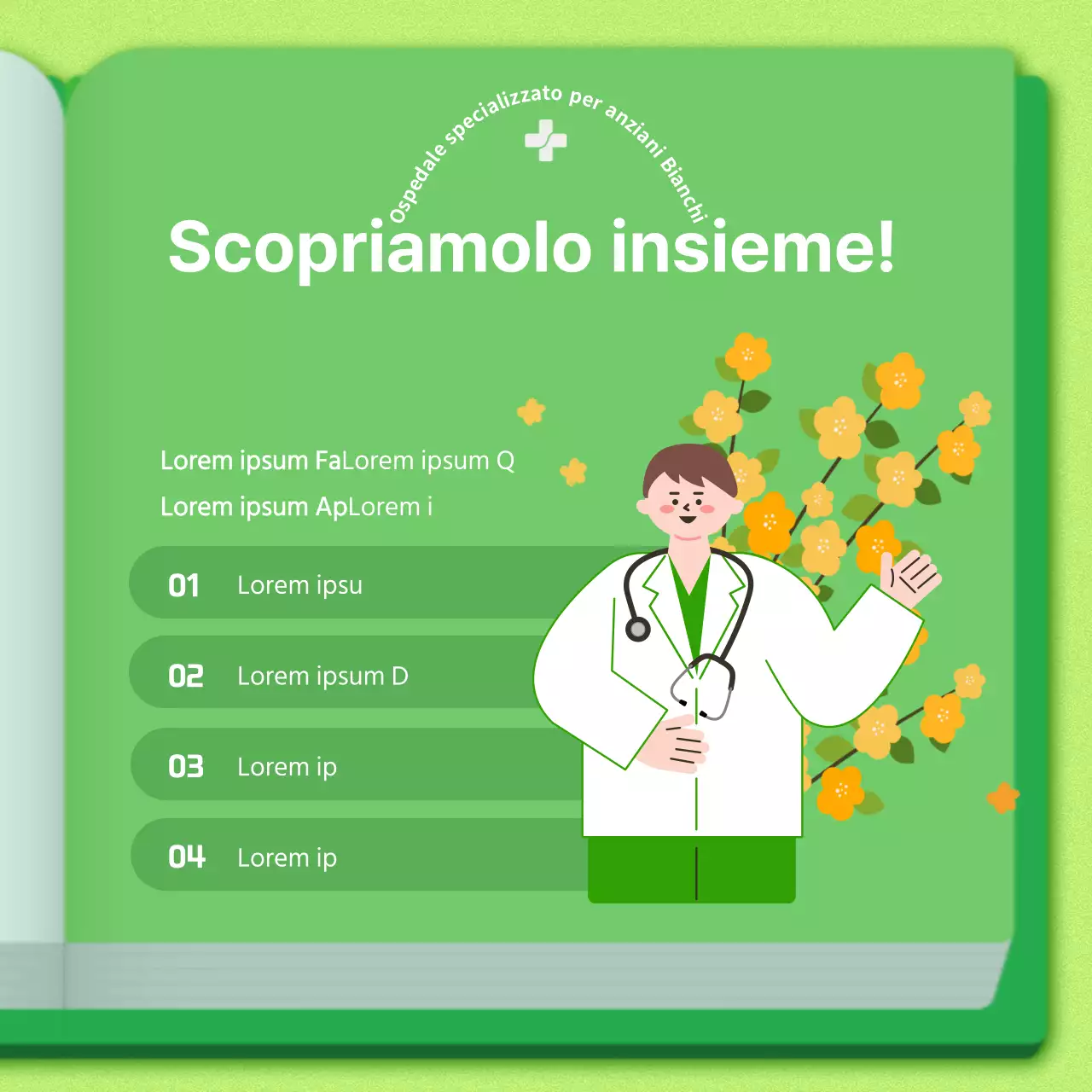 Promuovere un accogliente ospedale geriatrico in chartreuse e verde