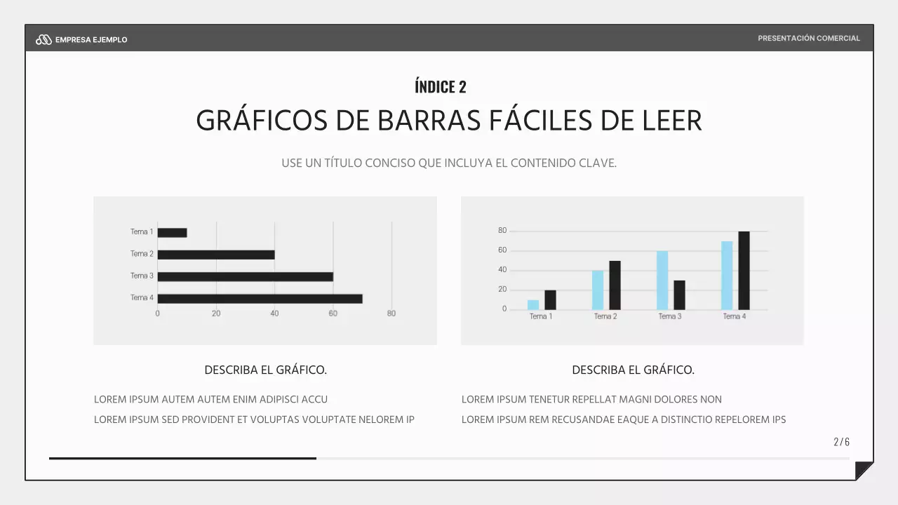 Una sencilla presentación empresarial en negro y azul claro