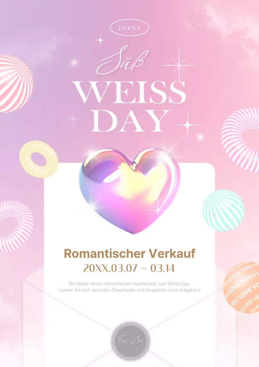 Illustration eines Herzbriefs zur Werbung für den White Day