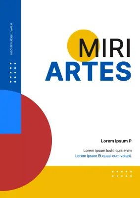 Promoción de una escuela de arte con formas rojas y azules