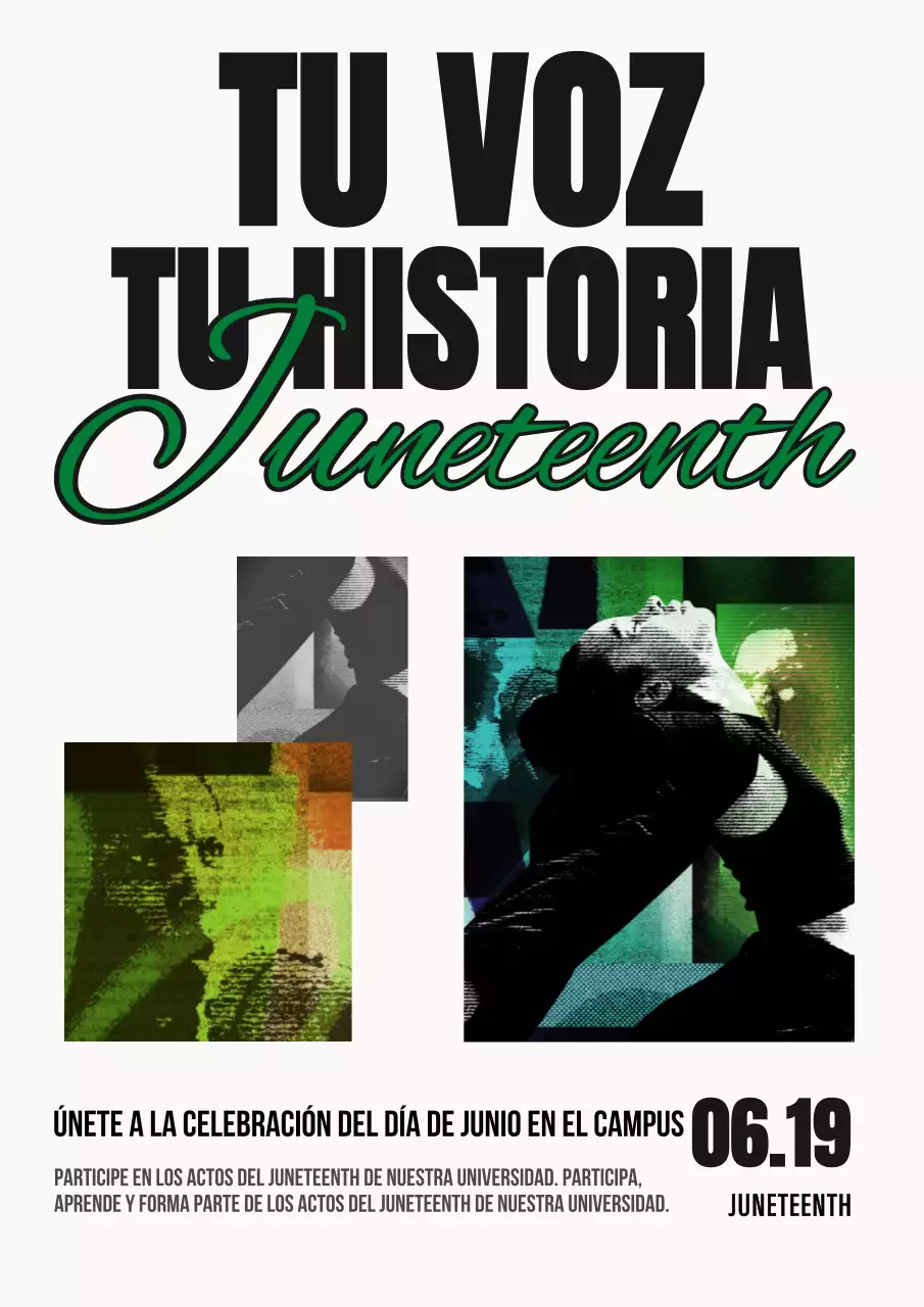 Promocione su evento universitario en verde y blanco