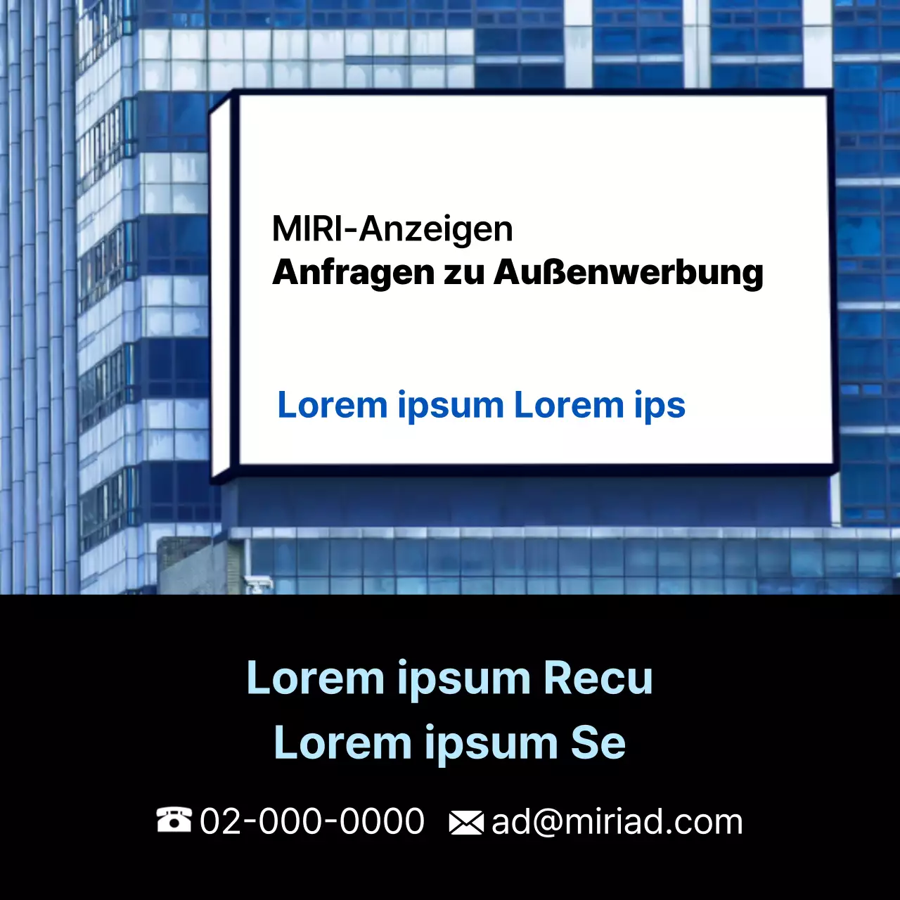 Einfache Außenwerbung in Weiß und Hellblau fördern