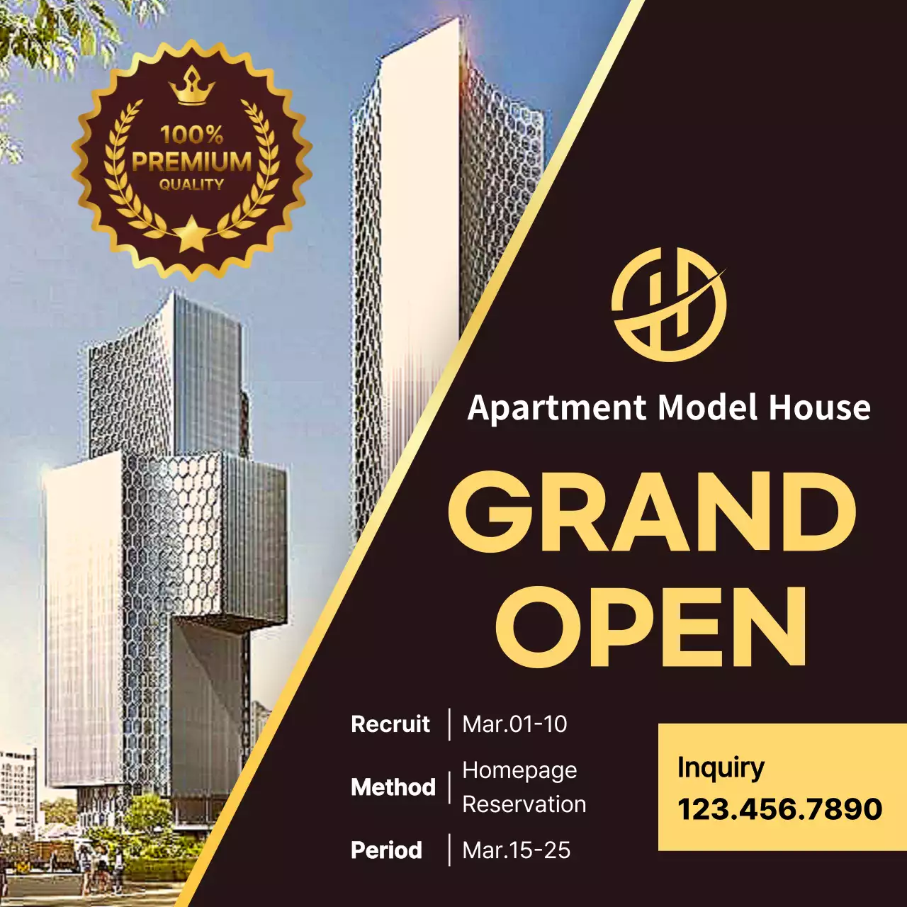 Black Modern Apartment Promotion Social Media Post