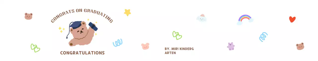 Wisuda yang penuh warna dan imut dengan cetakan tangan boneka beruang