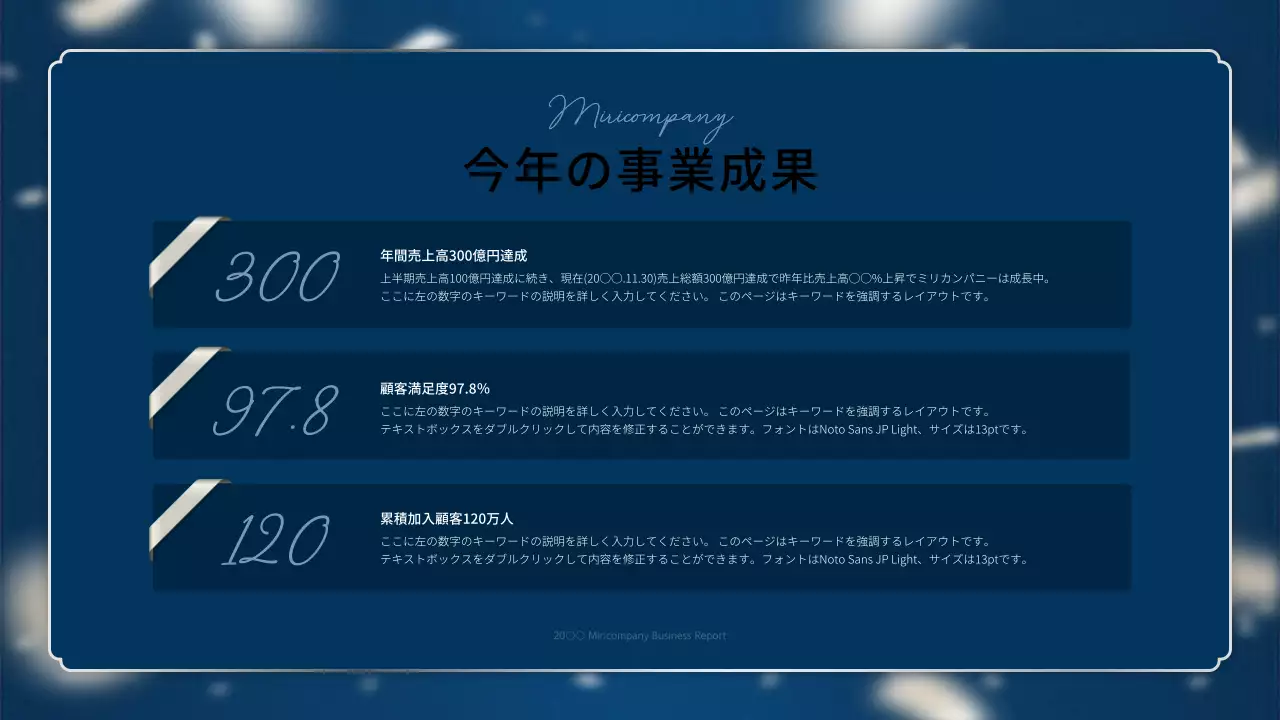 青 シンプル ビジネス 報告書 プレゼンテーション