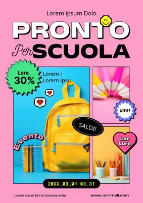 Promuovete la vendita di articoli di cartoleria per il ritorno a scuola di Pink Pop Art