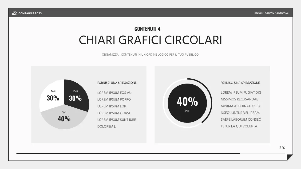 Una semplice presentazione aziendale in nero e azzurro