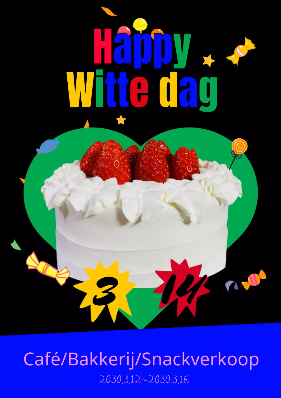 Zwart en groen Witte Dag bakkerij verkoop evenement reclame