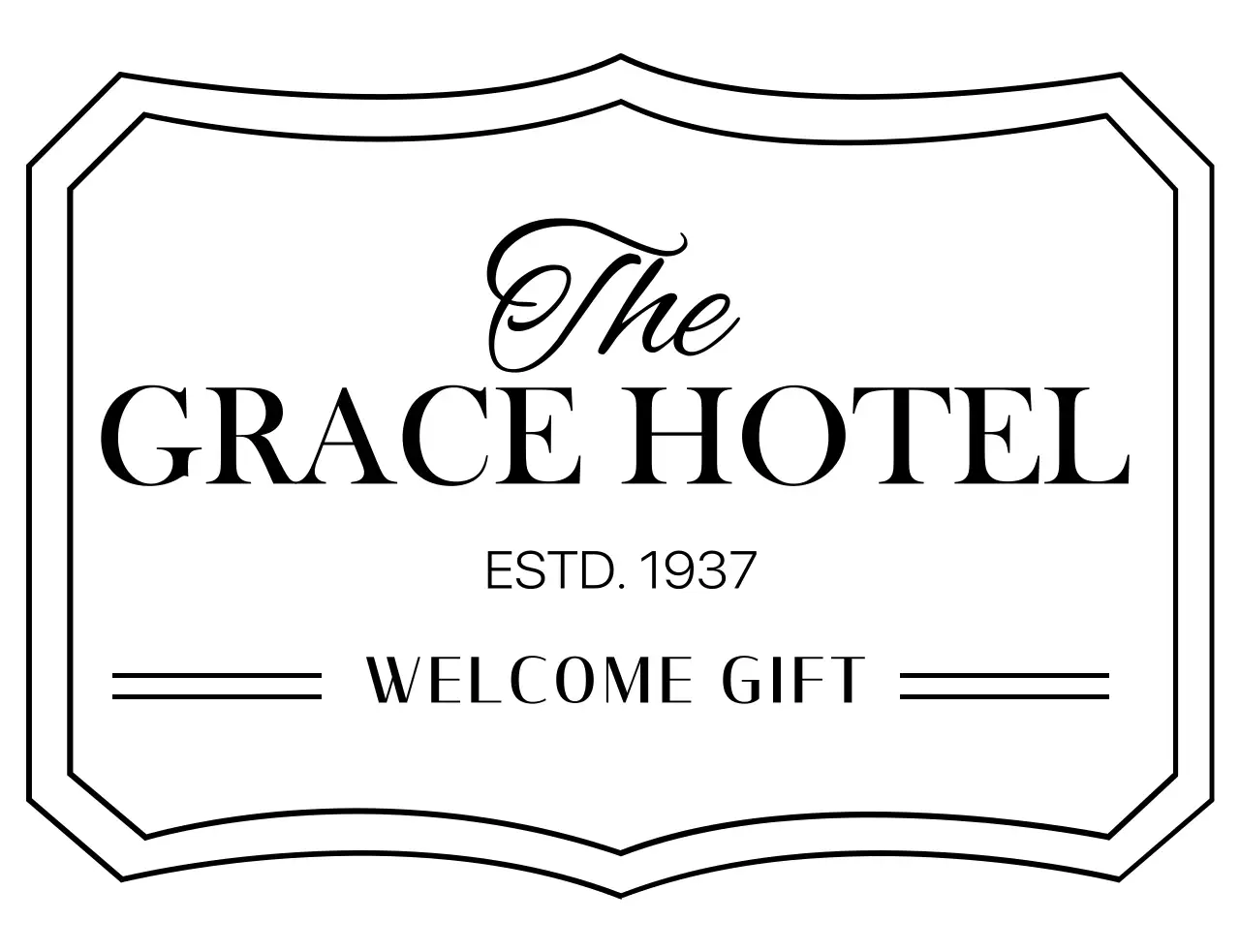 Hotel with borders, serifs, and cursive fonts for an upscale feel