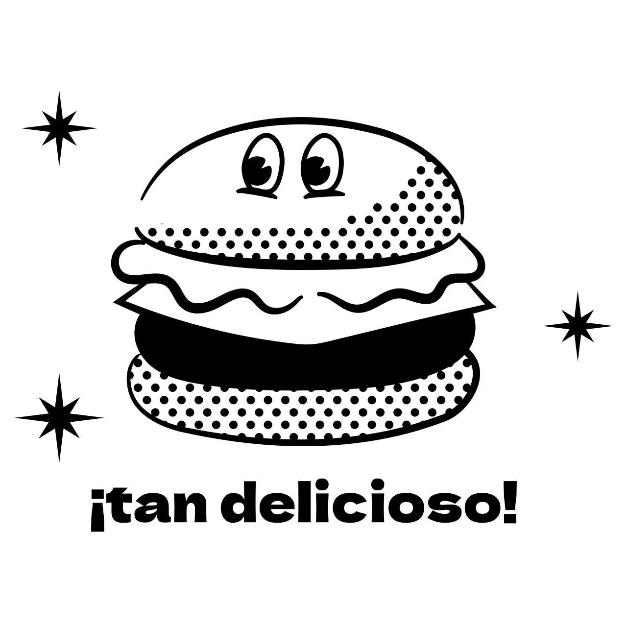 Hamburguesa Negra Punto Caricatura Caricatura Ilustración