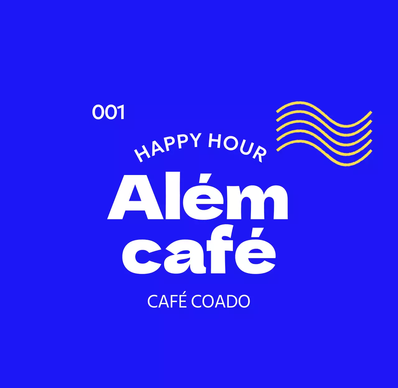 Mercadoria de café simples com texto curvo e ondas amarelas