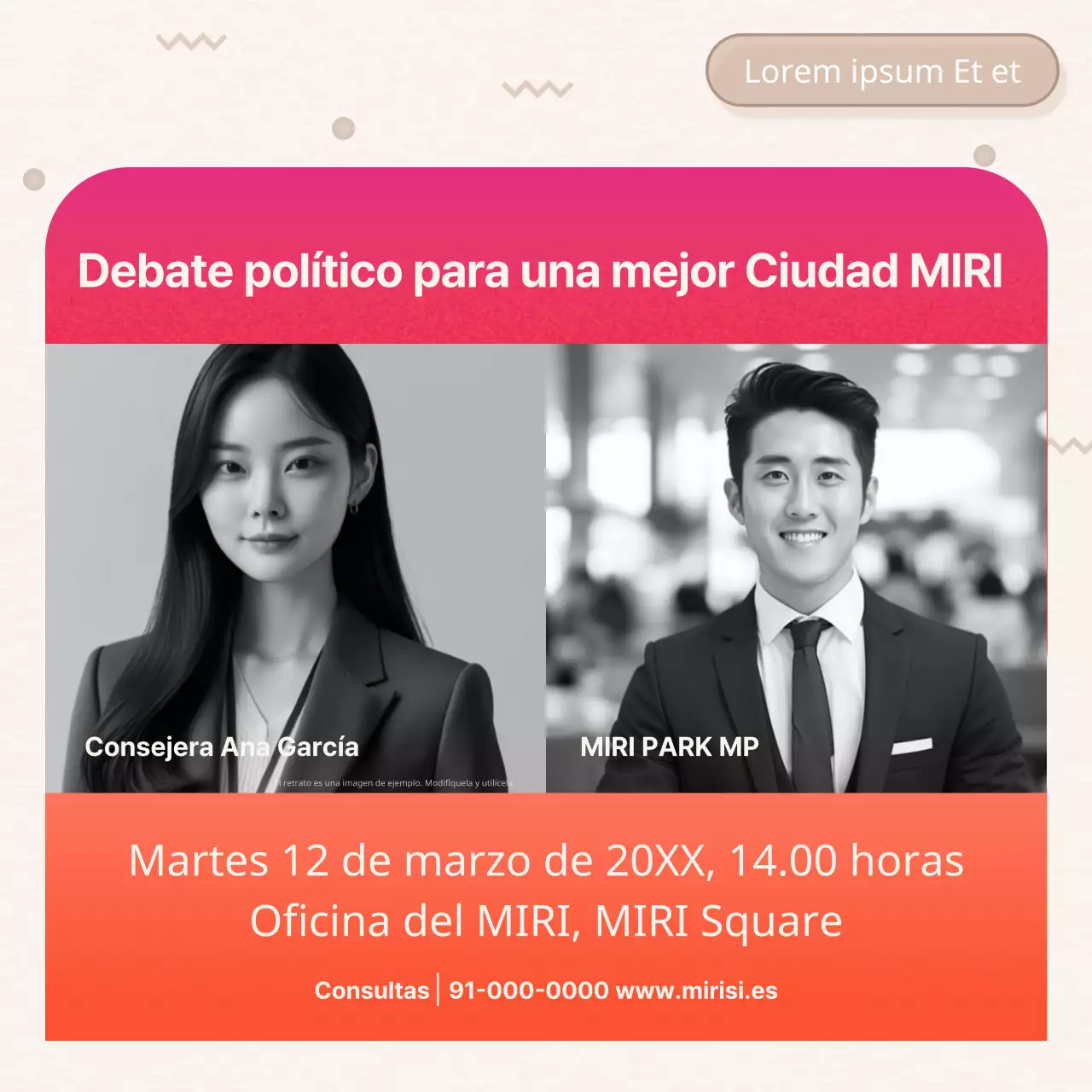 Informe de política cívica rosa y naranja