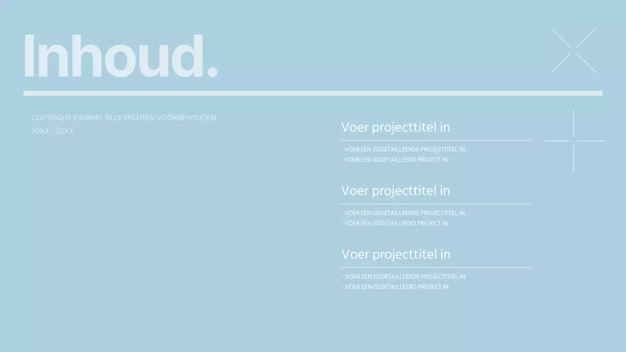 De portfolio-introductie van een modern merkmarketeer in lichtblauw en wit