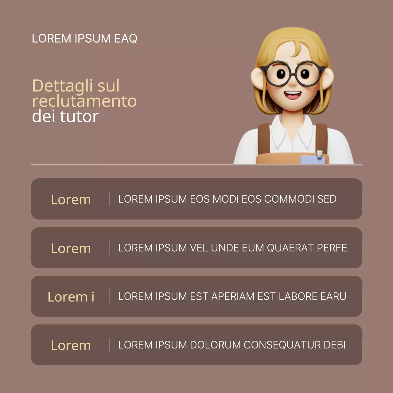 Un semplice avviso di reclutamento di tutor in marrone e beige