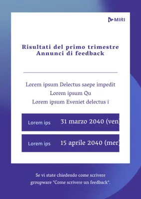 Semplici annunci di feedback sulle prestazioni in blu
