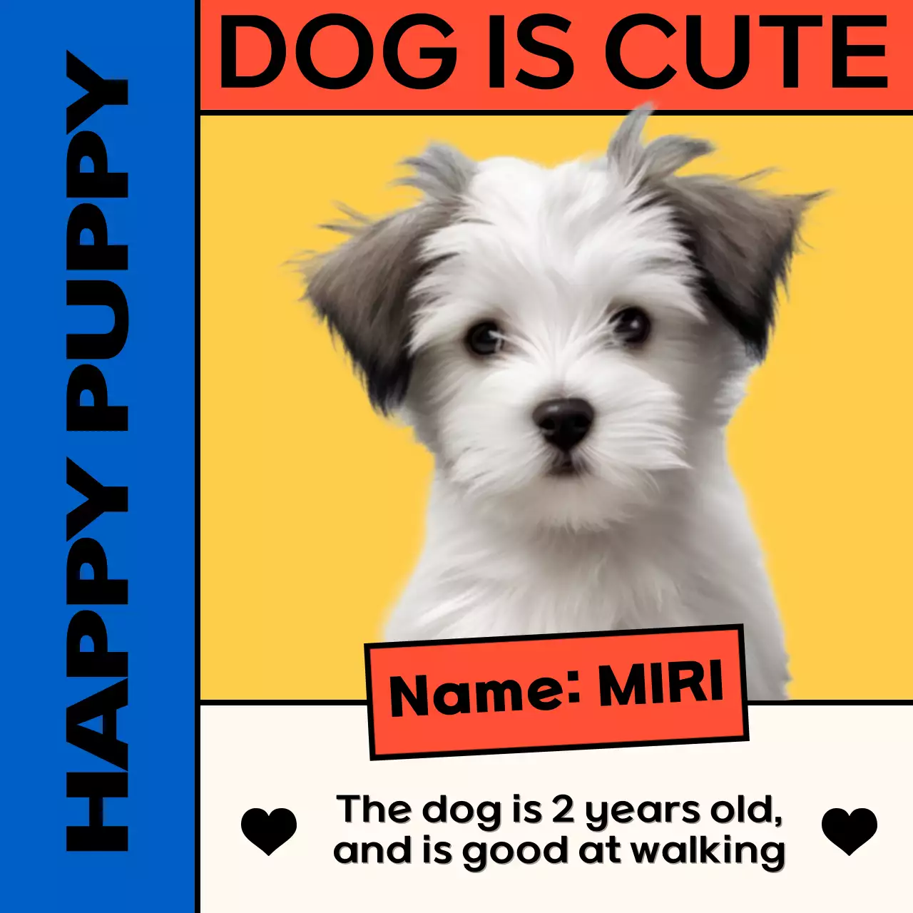 Yellow Pop Dog Advertisement Social Media Post