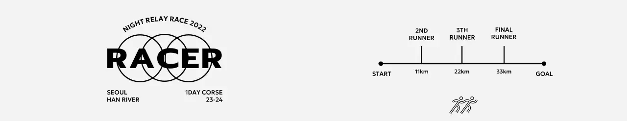 Design temático da maratona com informações sobre o calendário da corrida