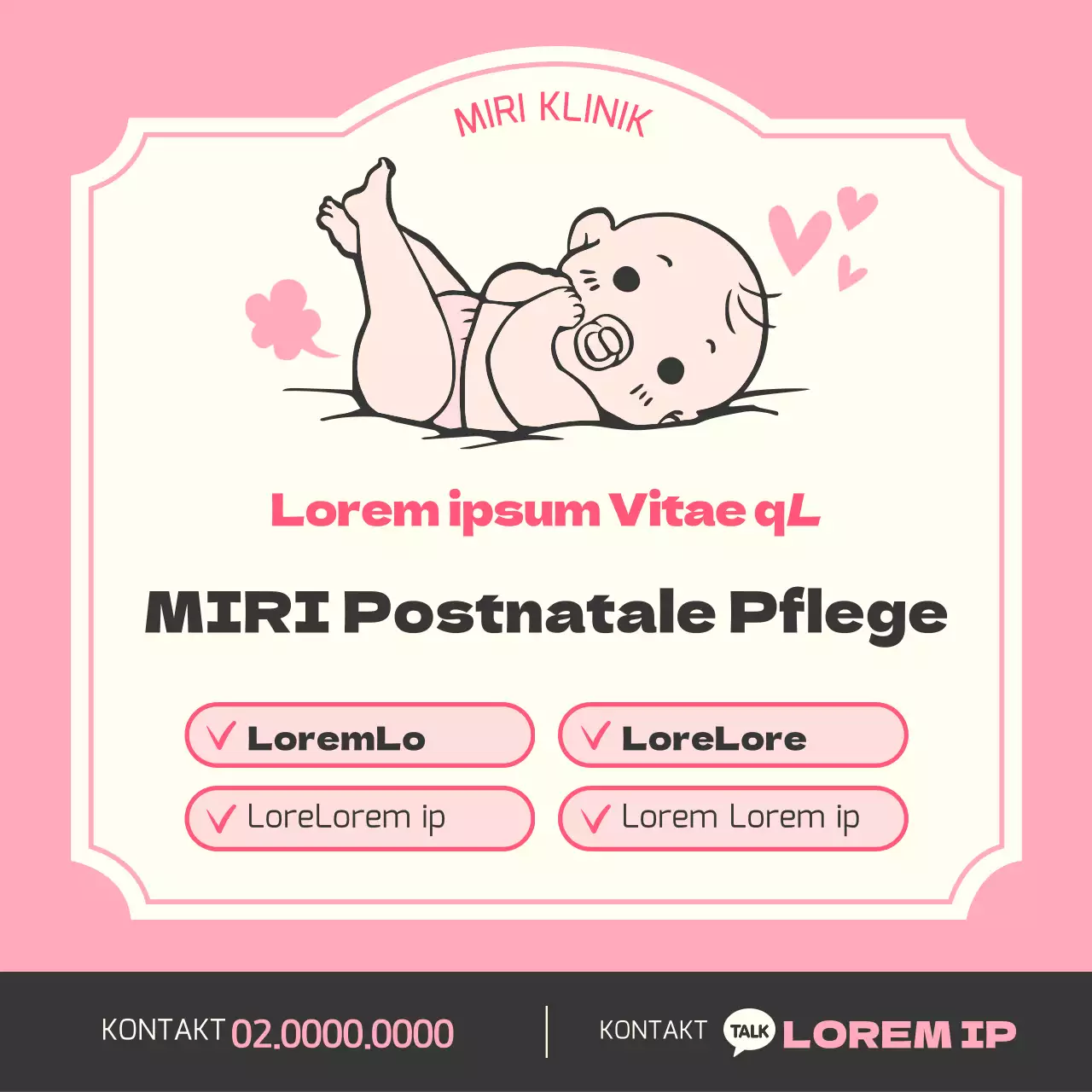 Werben Sie für Ihr rosa-weißes Mutterschaftsheim