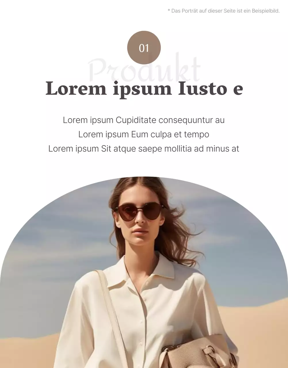 Werbung für ein modernes Mode-Einkaufszentrum auf beigefarbenem Hintergrund