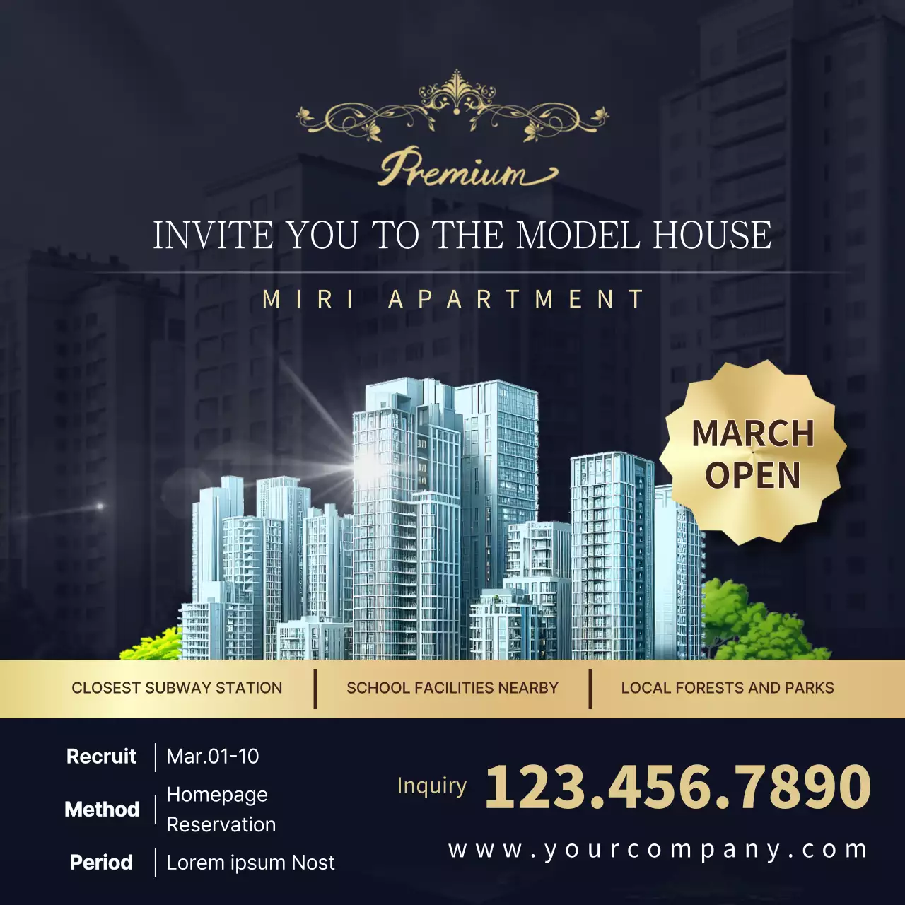 Black Modern Apartment Promotion Social Media Post