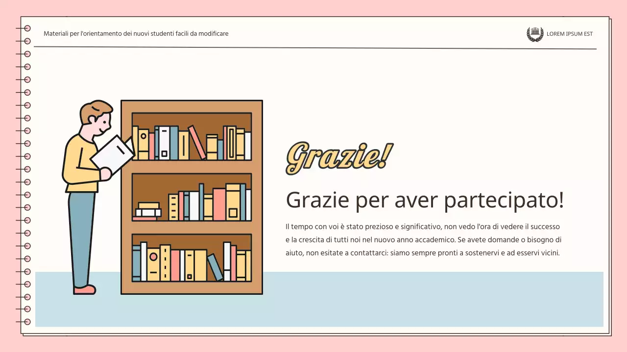 Un semplice orientamento per i nuovi dipendenti, in rosa e azzurro.