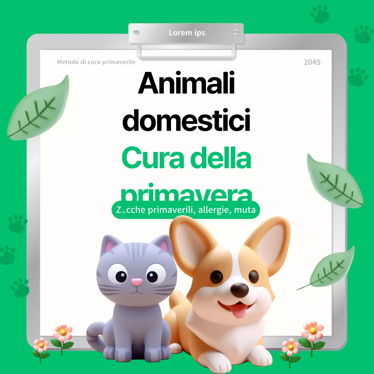 La cura degli animali in primavera spiegata con semplici colori verdi e marroni