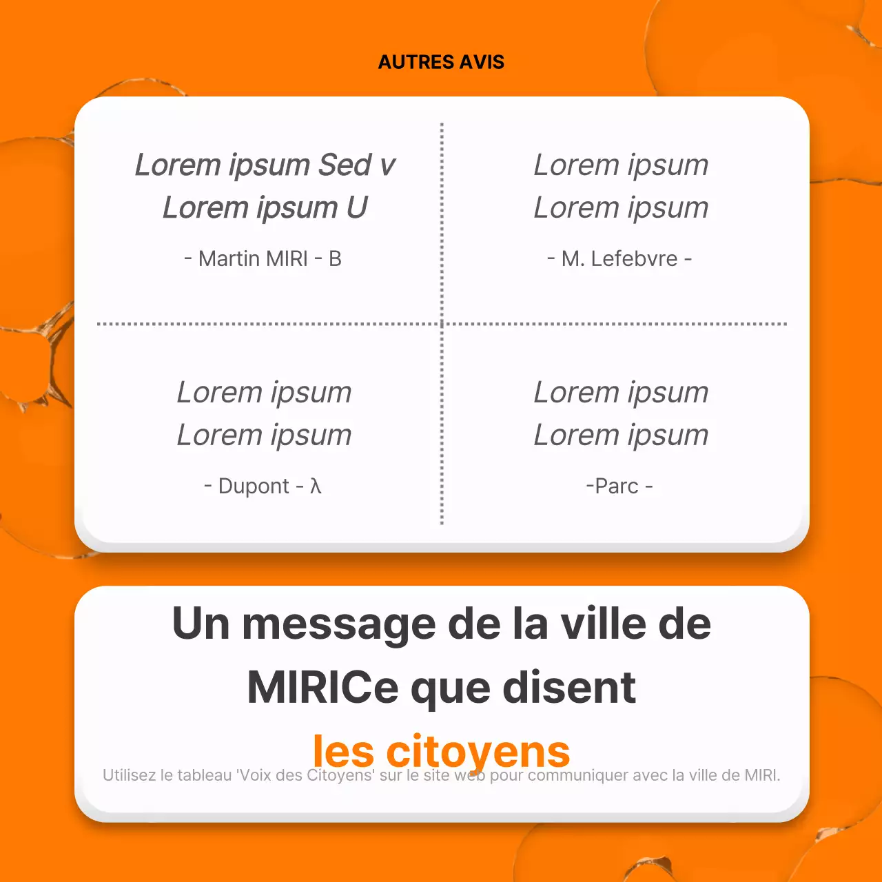 Une touche de jaune et d'orange dans le rapport sur la politique civique