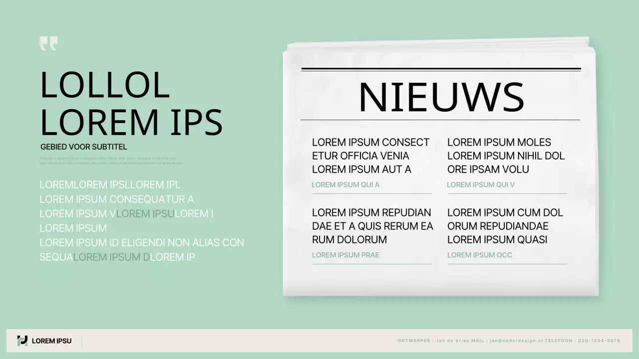 Een eenvoudig openbaar activiteitenverslag in chartreuse en beige