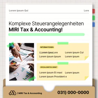 Werbung für eine moderne Steuerberatungskanzlei in Braun und Schwarz