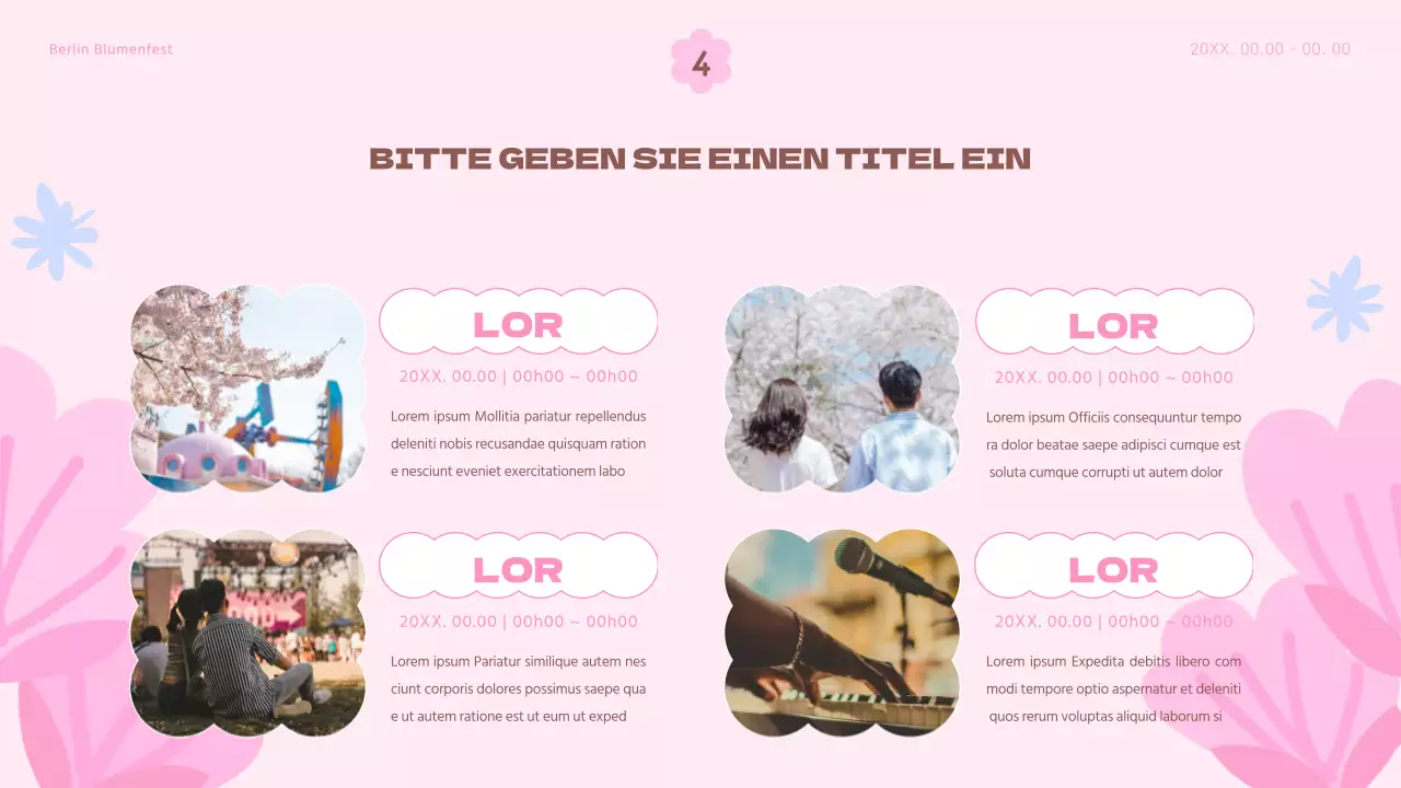 Ein blumiger Frühlingsfest-Planer mit rosa und hellblauen Farbtupfern