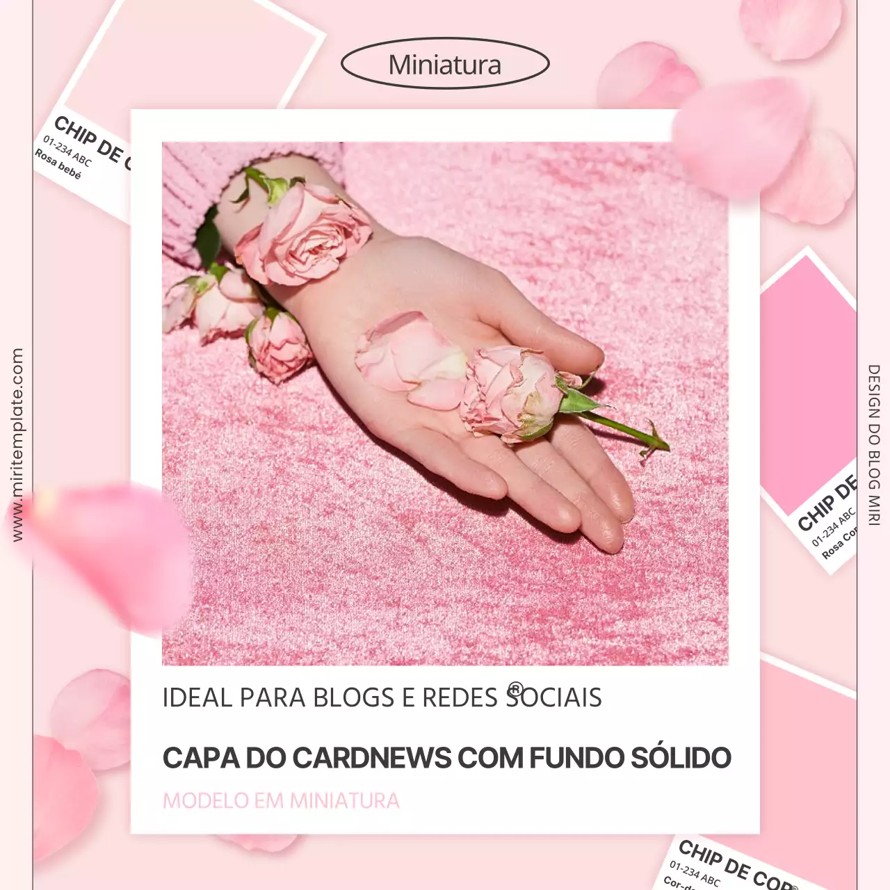 Posts em miniatura com código de cores das redes sociais na moda, em rosa e branco