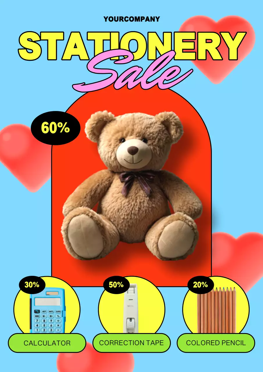 Blue Retro Stationery Promotion Poster