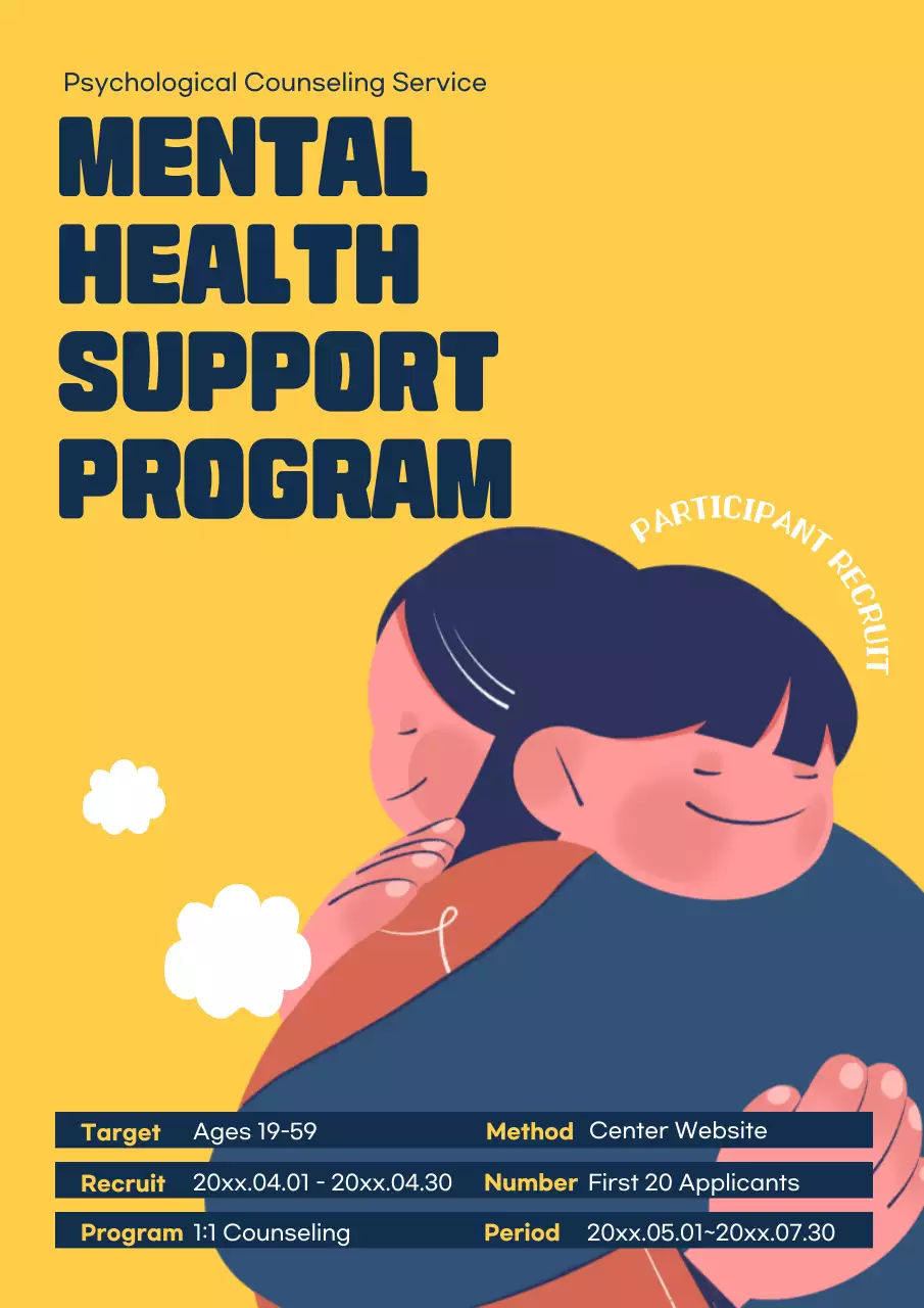 Yellow Minimal Mental Health Announcement Poster