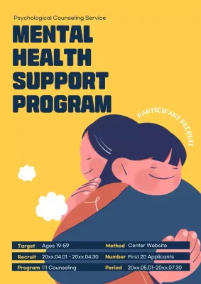 Yellow Minimal Mental Health Announcement Poster