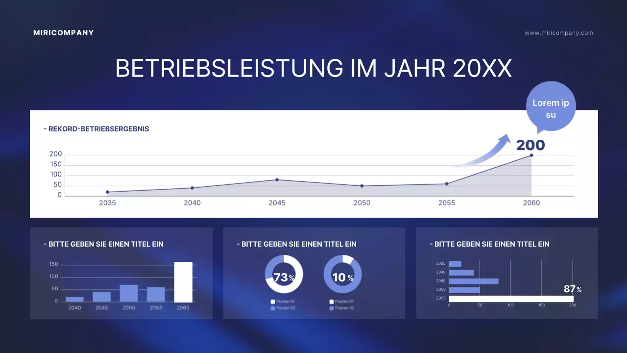 Präsentation der Aktionärsversammlung mit indigoblauem Hintergrund