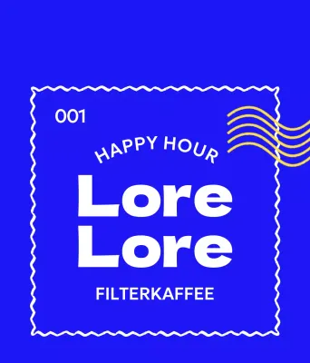 Einfache Cafe-Ware mit geschwungenem Text und gelben Wellen