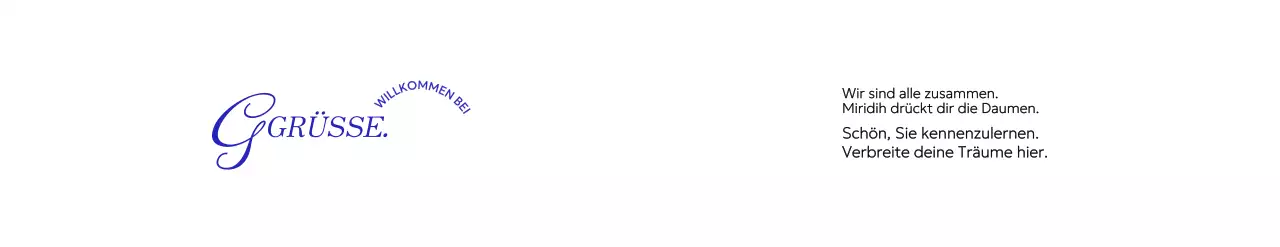 Ein Begrüßungspaket für Unternehmen mit klassischem Vintage-Look und blauem kursivem und serifenförmigem Text.