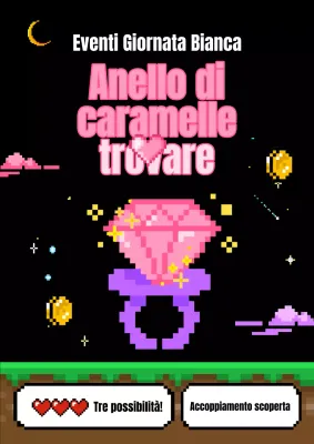 Pubblicità dell'evento di gioco White Day in rosa e nero