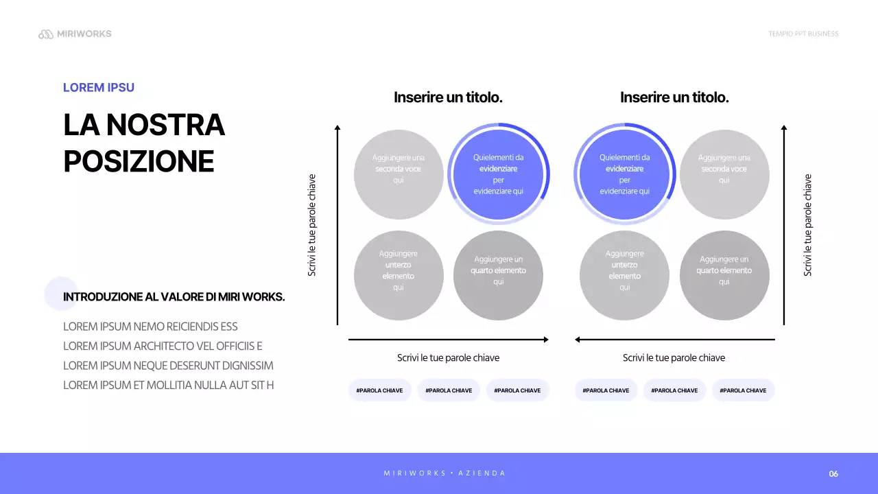 Una semplice lettera di presentazione aziendale in blu e malva