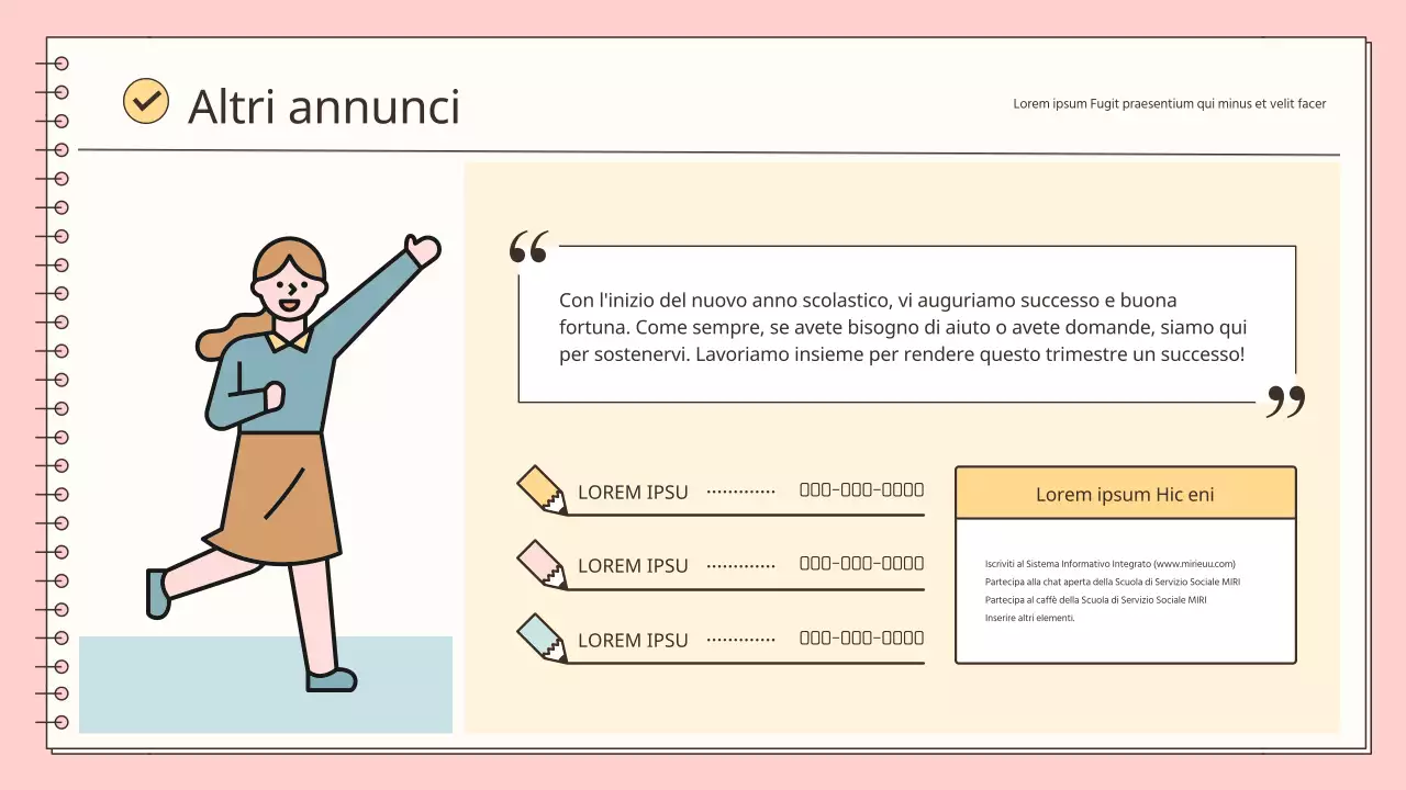 Un semplice orientamento per i nuovi dipendenti, in rosa e azzurro.