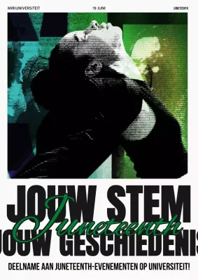 Promoot een retro universiteitsevenement in groen en zwart