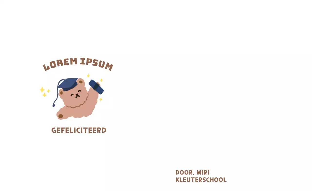 Een schattige afstudeerkrabbel met een teddybeer handafdruk