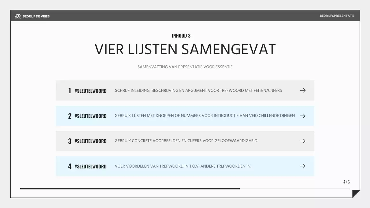 Een eenvoudige zakelijke presentatie in zwart en lichtblauw