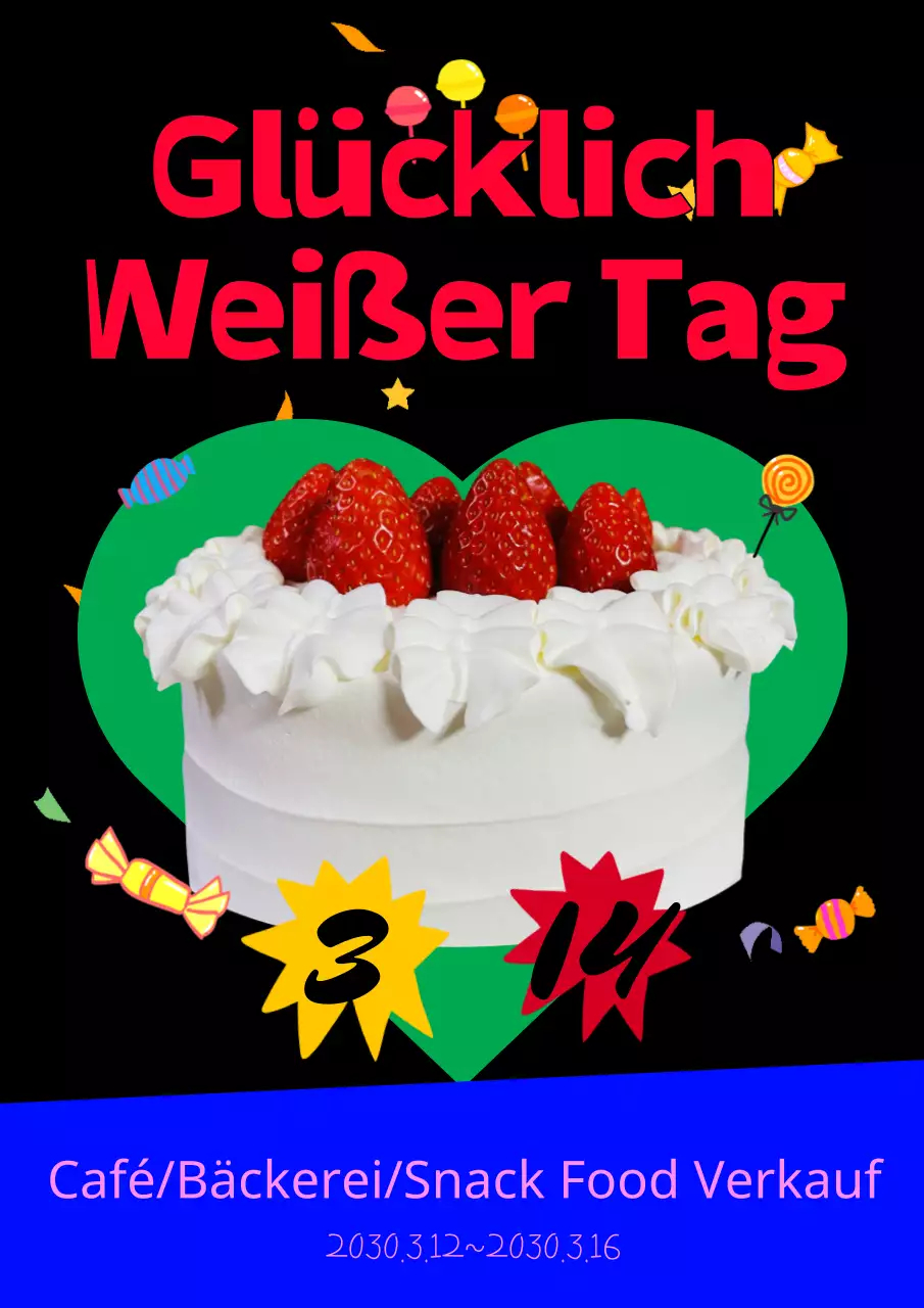 Schwarzer und grüner White Day Bäckerei Verkauf Veranstaltung Anzeige