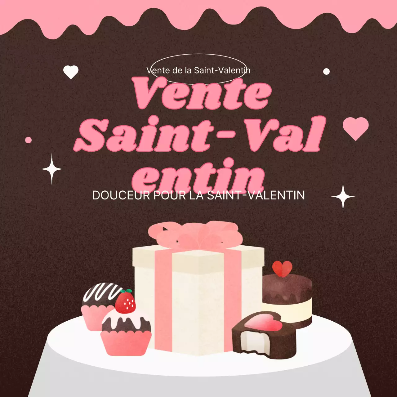 Publicité kitsch pour la Saint-Valentin en rose et marron