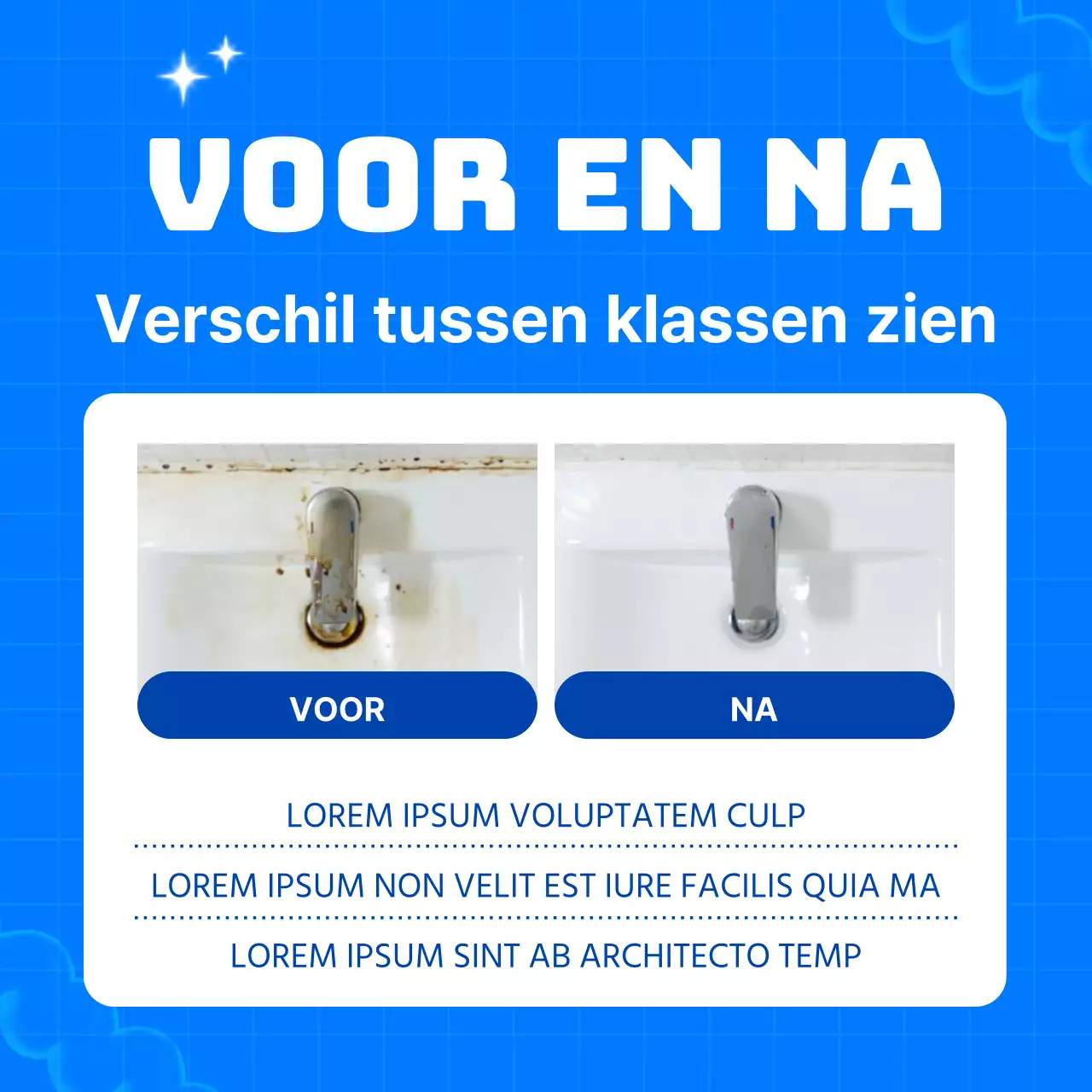Schattige advertentie van een schoonmaakbedrijf met een lichtblauwe achtergrond